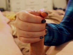 Mitzi gives boyfriend Sensual CFNM Edging Handjob Before Bed Thumb