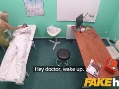 Fake Hospital Sweet blonde Russian eats docs cum after doggystyle fucking Thumb