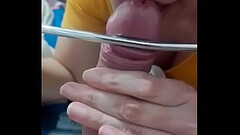 Licking cock with toy Thumb