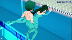 Rumi Usagiyama (Mirko) and Tsuyu Asui and Izuku Midoriya intense sex. - My Hero Academia Hentai Thumb