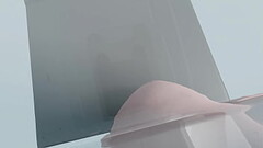 Young Lady with big tits getting her big tits squeezed for mammography (animation, Cranio-Caudal Pro Thumb