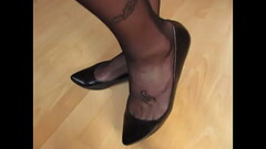 cute black leather ballet flats and nylons - shoeplay by Isabelle-Sandrine Thumb