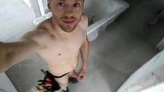 LanaTuls aka Sergay Fag - Naked electrician walks in the house under construction jerking and cummin Thumb