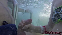 Teen student masturbate my cock in a public pool in front of everyone - it'_s very risky with pe Thumb