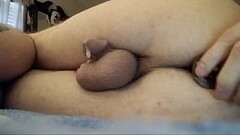 Milking my cock with a bed knob Thumb
