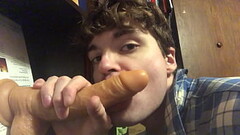 Slutty Twink Niko Springs Talks Dirty and Sucks on Dildo Thumb
