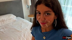 Step sister lost the game and had to go outside with cum on her face - Cumwalk Thumb