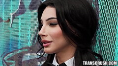 Hot transgender waitress fucked by male colleague Thumb