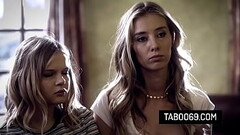 Pervy professor bratty coeds Coco Lovelock and Haley Reed to suck his hard dick and bang their pussi Thumb