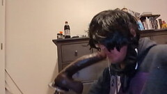 Femboy deepthroating BBC dildo Thumb