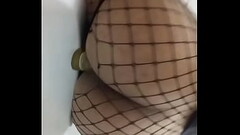 Chastity femboy rides a dildo Thumb