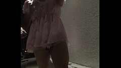 Sissy No panties in chastity walk Thumb