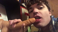 Cute twink Niko Springs talks dirty while sucking big dildo Thumb