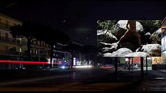 Night billboard jerking Thumb