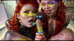 Strange double blowjob by two ginger AI twins dolls Thumb