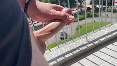 Public Risky Balcony Cumshot / A-Teen-cm Thumb