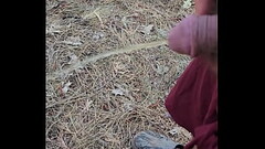 Straight piss in woods Thumb