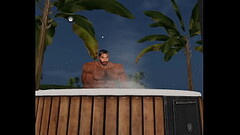 chris chester relaxes himself in hot tub Thumb