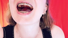 ASMR with braces - chewing jelly bears - Arya Grander - vore fetish Thumb