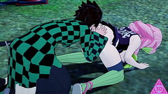 Tanjiro Mitsuri kanroji kimetsu no yaiba hentai videos have sex blowjob handjob horny and cumshot ga Thumb