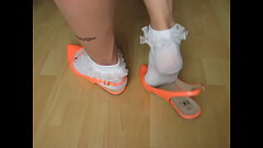 apricot sling pumps and ruffled socks, tattoos, shoeplay by Isabelle-Sandrine Thumb