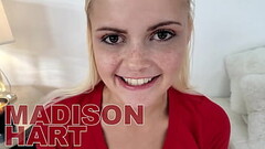 MADISON HART Cute Blonde Teen Huge Cock NO HANDS Blowjob and Cum Swallow! WOW A Thumb