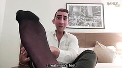 STEP GAY DAD - BLACK SHEER SOCKS WHITE COCK! - COME WORSHIP MY FEET WATCH ME EDGE MY HARD WHITE COCK Thumb