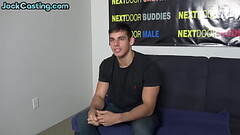 Solo handsome stud with tattoo wanks cock on casting Thumb