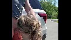 big tit Brunette Pornstar Sucks dick on side of road for ride Thumb
