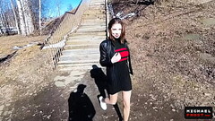 Risky Amateur Public Blowjob and Cum Walk on Natural Tits - POV Thumb