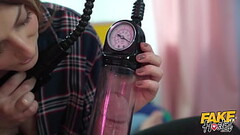 Fake Hostel - guy gets his cock pumped, sucked, edged and fucked by horny young nypmho in red boots Thumb