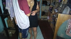 Tocandole las tetas a mi novia con vestido negro Thumb