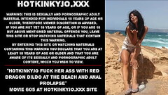 Hotkinkyjo fuck her ass with red dragon dildo at the beach and anal prolapse Thumb