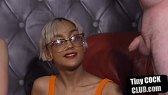 Small dick dude humiliated in group CFNM HJ by dominas Thumb