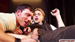 Muscular hunk barber Reese Rideout anal fucks his sexy customer, Trent Marx inside the barber shop w Thumb