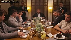 Attractive studs enjoy bareback orgy and spitting action Thumb