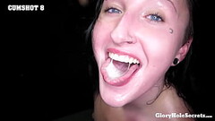 GloryholeSecrets - Blue Eyed Brunette Sucks Cock After Cock At The Glory Hole Thumb